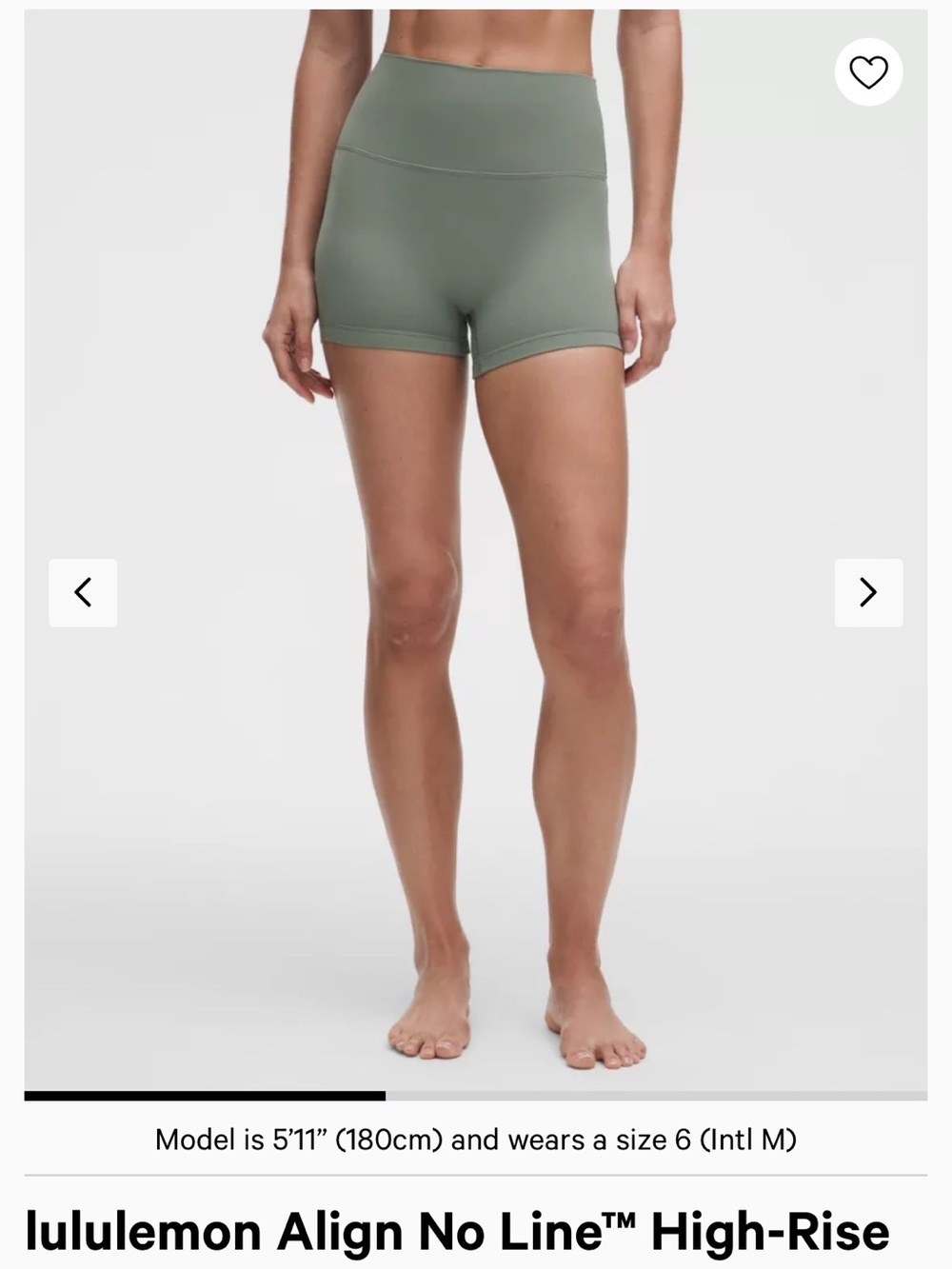 lululemon athletica Align No Line™ High-Rise Shorts in Sage Green
